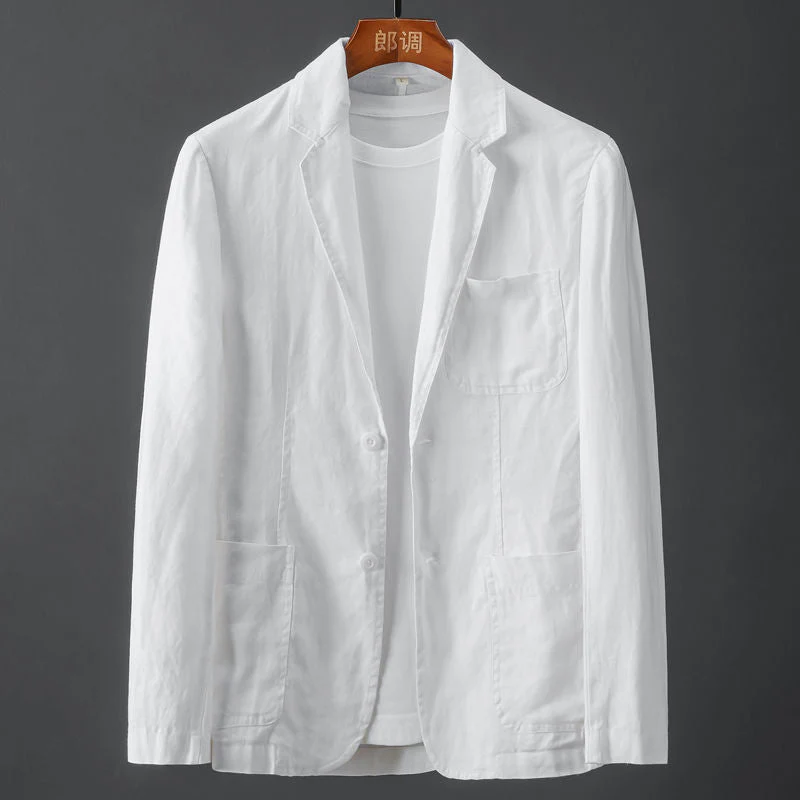 Miesten Liituraitablazer Slim Fit Pellava - Image 5