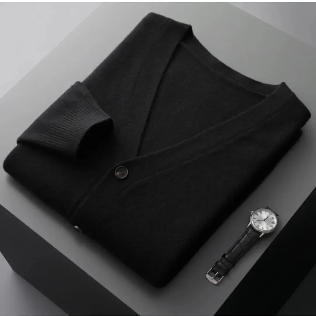 Miesten Merinovillainen Neuletakki – Cashmere-Tyyli, Pitkähihainen Ajaton Neule - Image 11