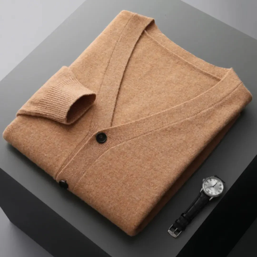 Miesten Merinovillainen Neuletakki – Cashmere-Tyyli, Pitkähihainen Ajaton Neule - Image 12