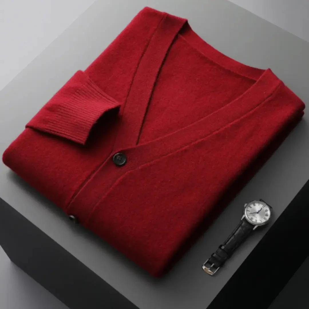 Miesten Merinovillainen Neuletakki – Cashmere-Tyyli, Pitkähihainen Ajaton Neule - Image 13