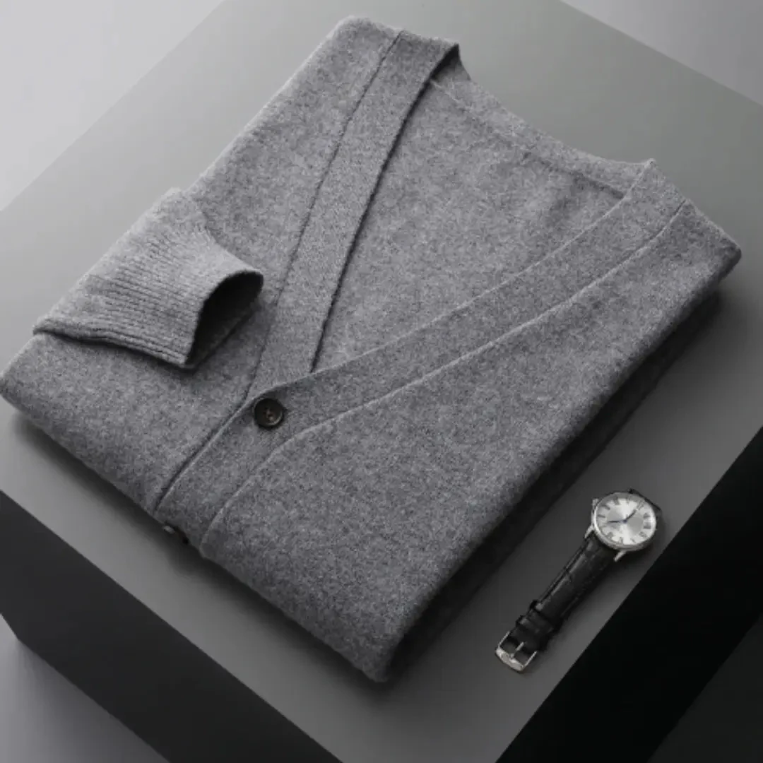 Miesten Merinovillainen Neuletakki – Cashmere-Tyyli, Pitkähihainen Ajaton Neule - Image 14
