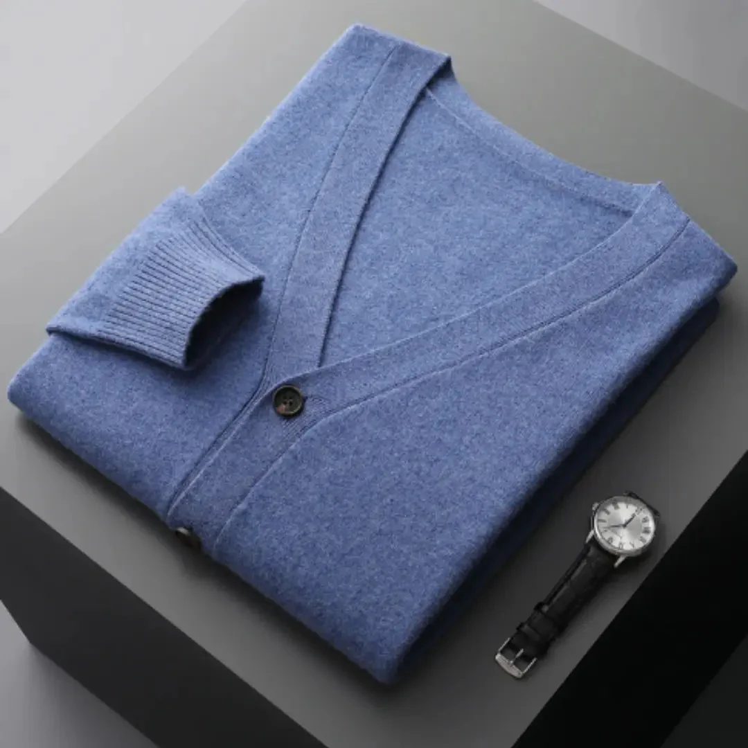 Miesten Merinovillainen Neuletakki – Cashmere-Tyyli, Pitkähihainen Ajaton Neule - Image 16
