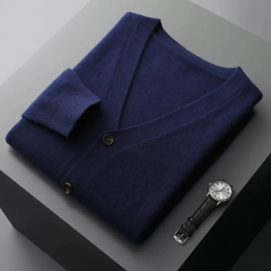 Miesten Merinovillainen Neuletakki – Cashmere-Tyyli, Pitkähihainen Ajaton Neule - Image 3