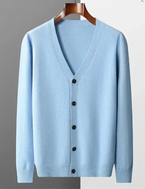 Miesten Merinovillainen Neuletakki – Cashmere-Tyyli, Pitkähihainen Ajaton Neule - Image 9