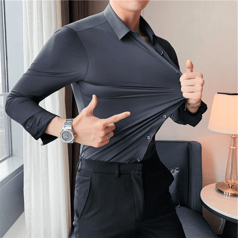 Miesten Moderni Stretch-Paita Rypistymätön - Image 4