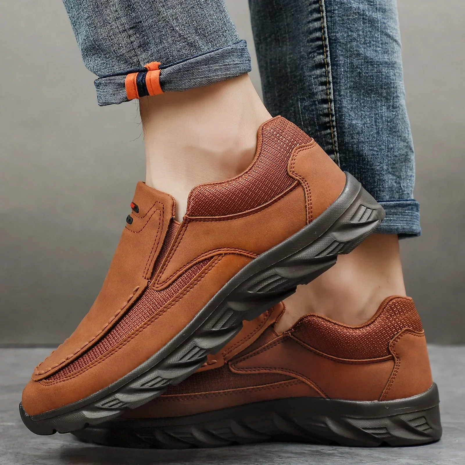 Miesten nahkaiset loafer-lenkkarit - Image 4