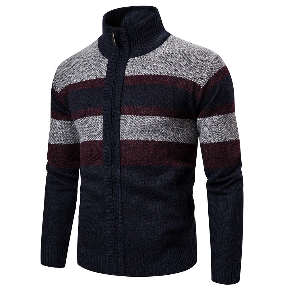 Miesten Neulecardigan Raidallinen Slim Fit Neule - Image 5