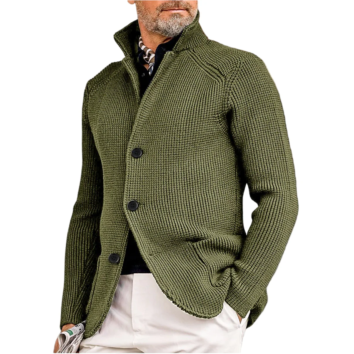 Miesten Neulecardigan Ribbed Tekstuurilla