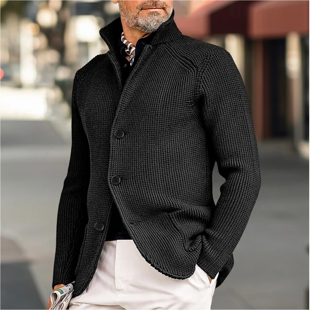 Miesten Neulecardigan Ribbed Tekstuurilla - Image 4