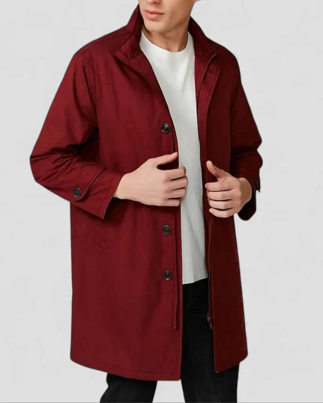 Miesten Pitkä Päällystakki Minimalistisella Tyylillä - Image 2