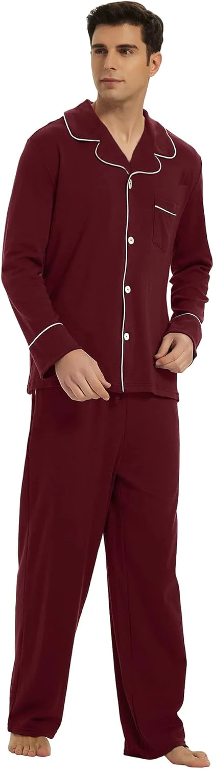 Miesten Puuvillapyjama Kaksiosainen Mukava - Image 11