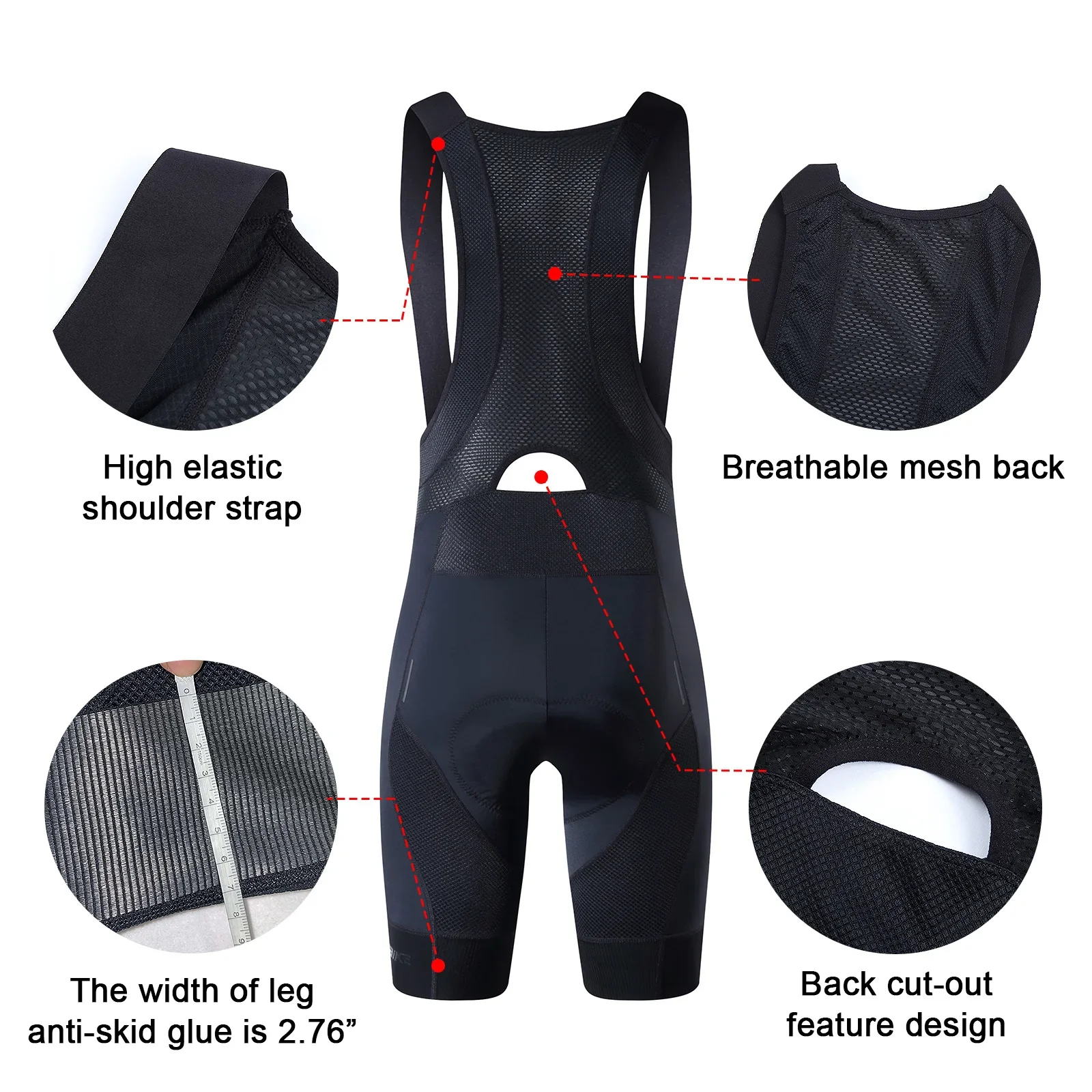Miesten Pyöräilyhousut Pehmustettu Lycra Hengittävä Mesh - Image 2