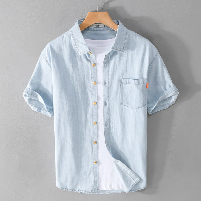 Miesten Rento Denim-paita Klassinen Hengittävä Kangas