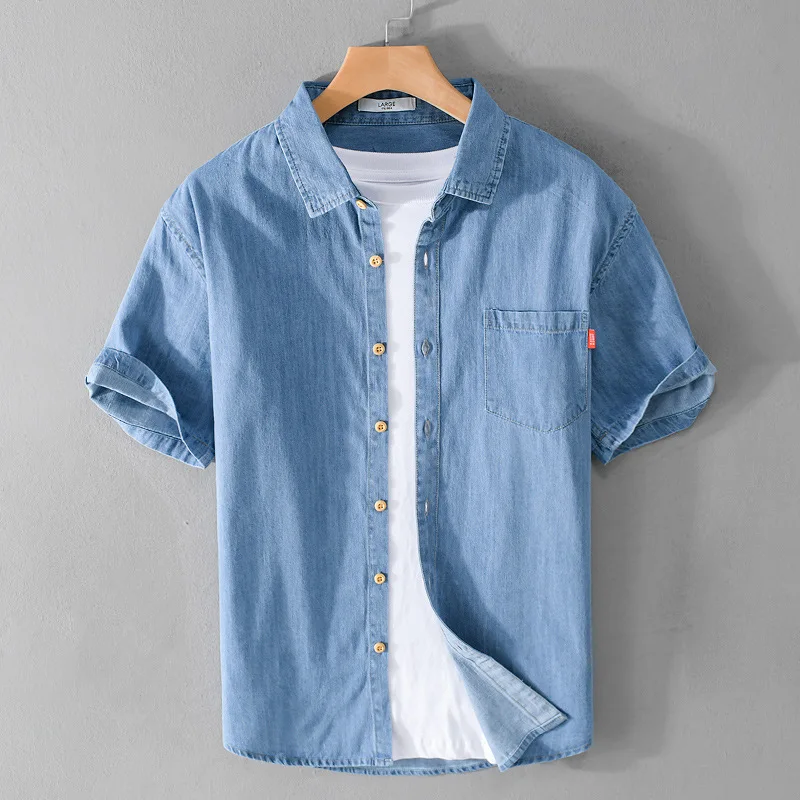 Miesten Rento Denim-paita Klassinen Hengittävä Kangas - Image 4