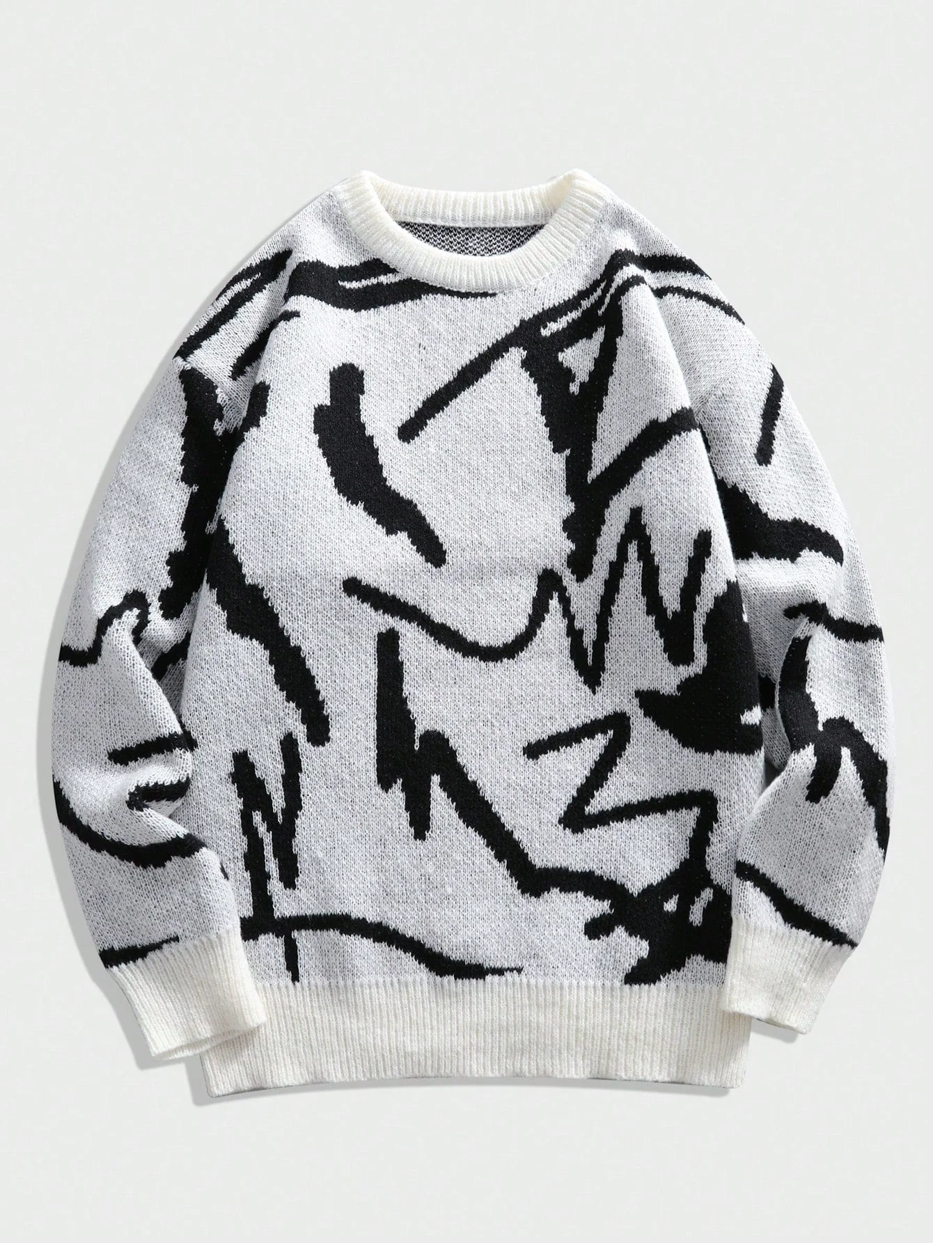 Miesten Rento Neulepaita Graafisella Printillä Crew Neck - Image 12