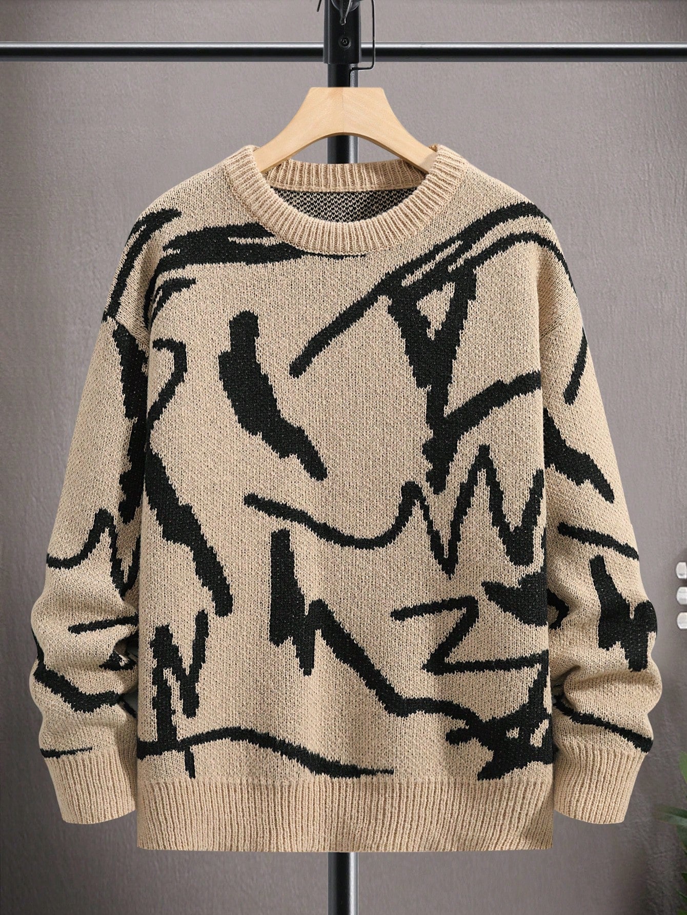 Miesten Rento Neulepaita Graafisella Printillä Crew Neck - Image 14