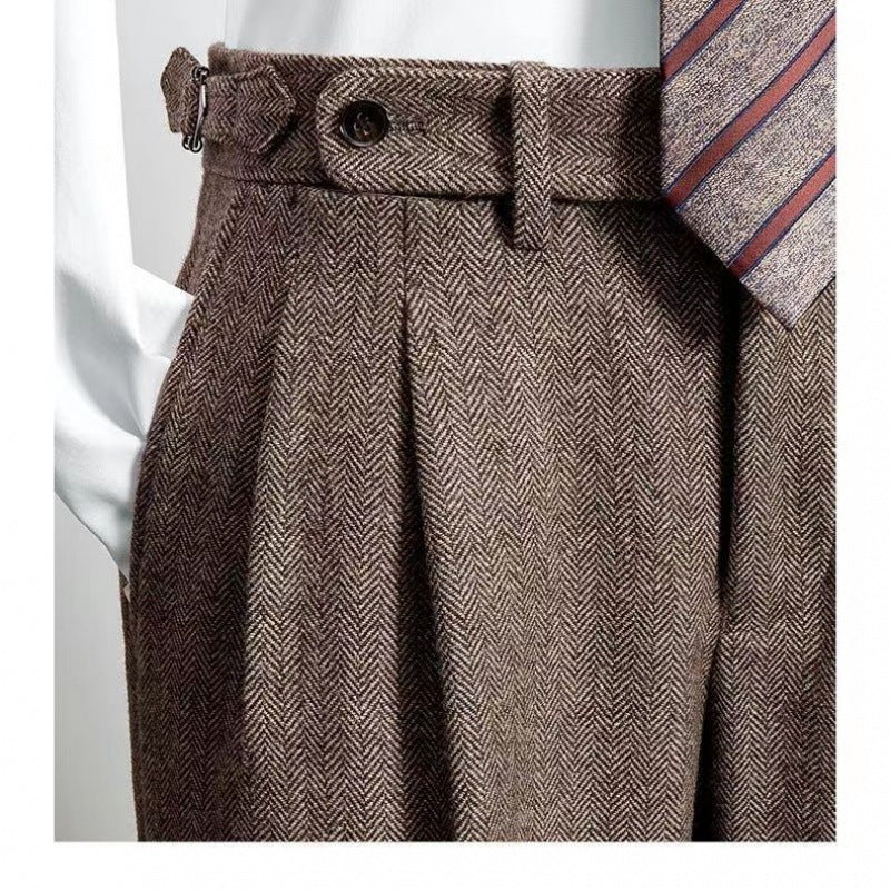 Miesten Rento Tweed-Housut Moderni Istuvuus Kestävä Materiaali - Image 2