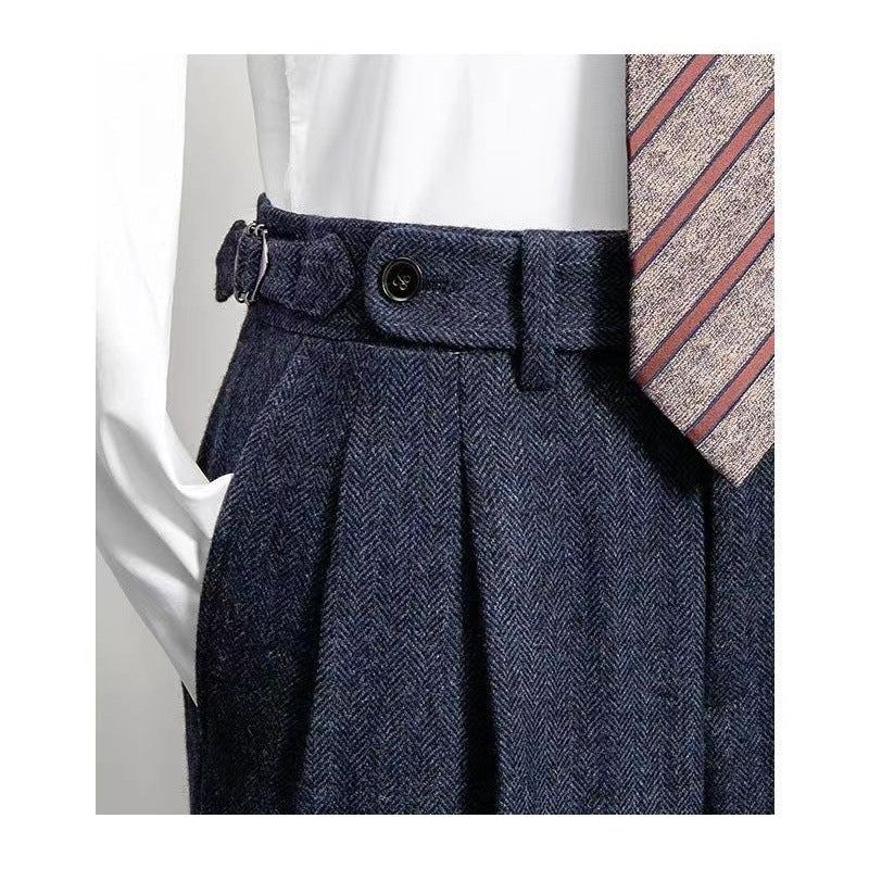 Miesten Rento Tweed-Housut Moderni Istuvuus Kestävä Materiaali - Image 3