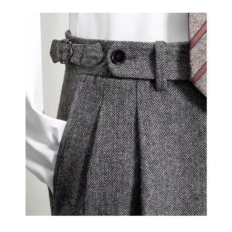 Miesten Rento Tweed-Housut Moderni Istuvuus Kestävä Materiaali - Image 5