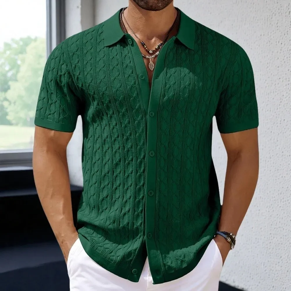 Miesten retro-jacquard-neulepolo - Image 6
