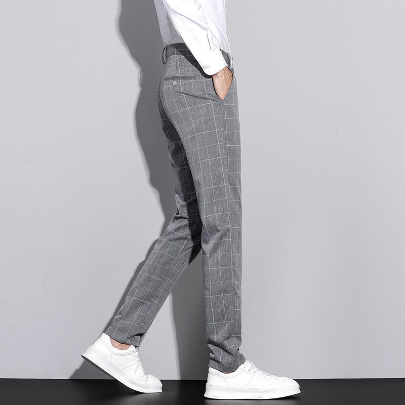 Miesten Suoralahkeiset Housut Ruudullisella Kuvioinnilla - Image 7