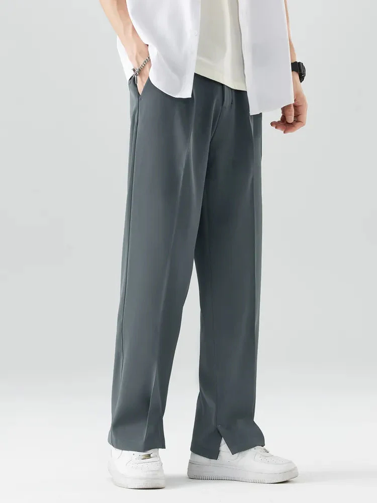 Miesten Suorat Housut Rentoa Istuvuutta Pehmeästä Hengittävästä Kankaasta - Image 4