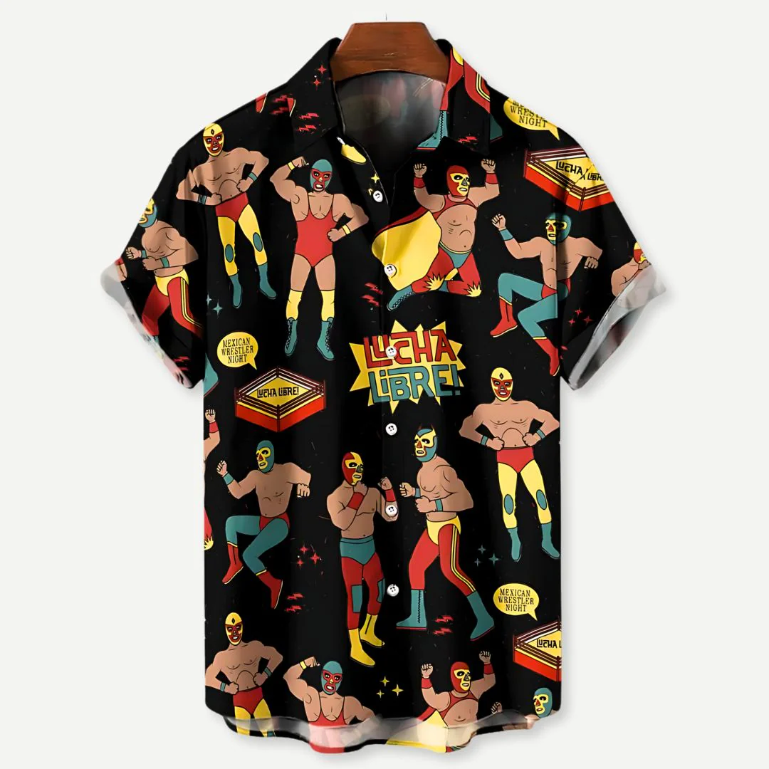 Miesten T-Paita Lucha Libre Rentoa Istuvuutta Hengittävä Kangas - Image 4