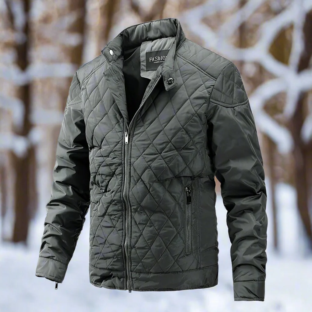Miesten Talvitakki Vuorattu Slim Fit Korkealla Kauluksella - Image 3