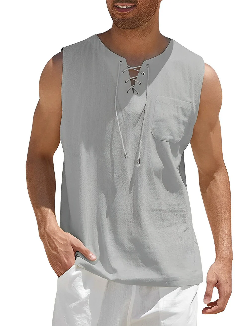 Miesten Tanktop Yksinkertainen Hengittävä Kangas - Image 6