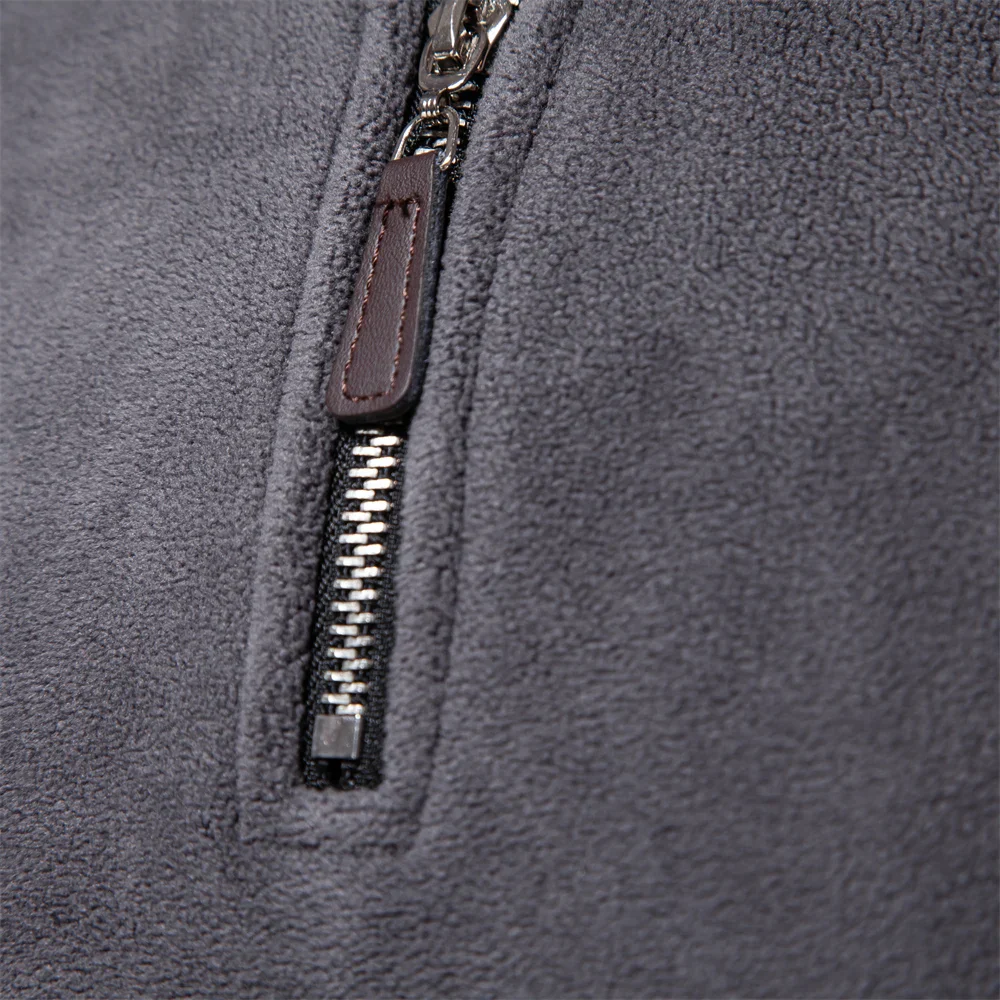 Miesten Ulkoilutakki Paksu Lämmin Fleece Vetoketjukauluksella - Image 3