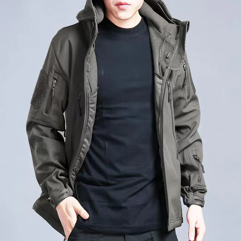 Miesten Ulkoilutakki Softshell Fleece Vedenpitävä Talvivaatteet - Image 3