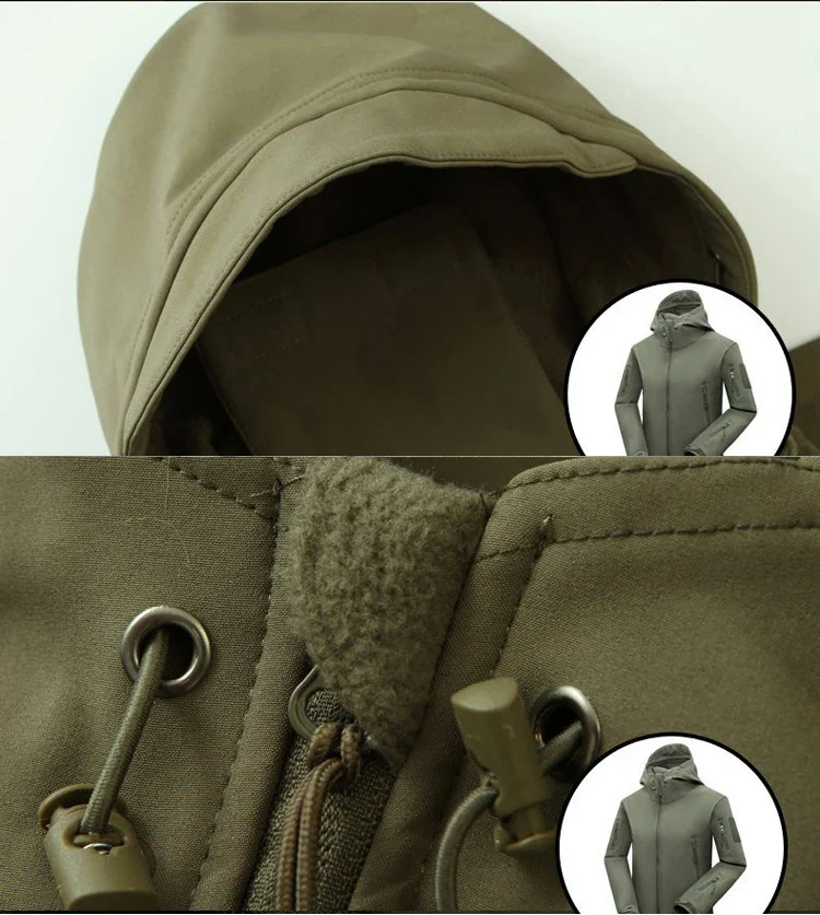 Miesten Ulkoilutakki Softshell Fleece Vedenpitävä Talvivaatteet - Image 4
