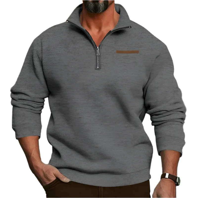 Miesten Velvet Half Zip Pulloveri - Image 4