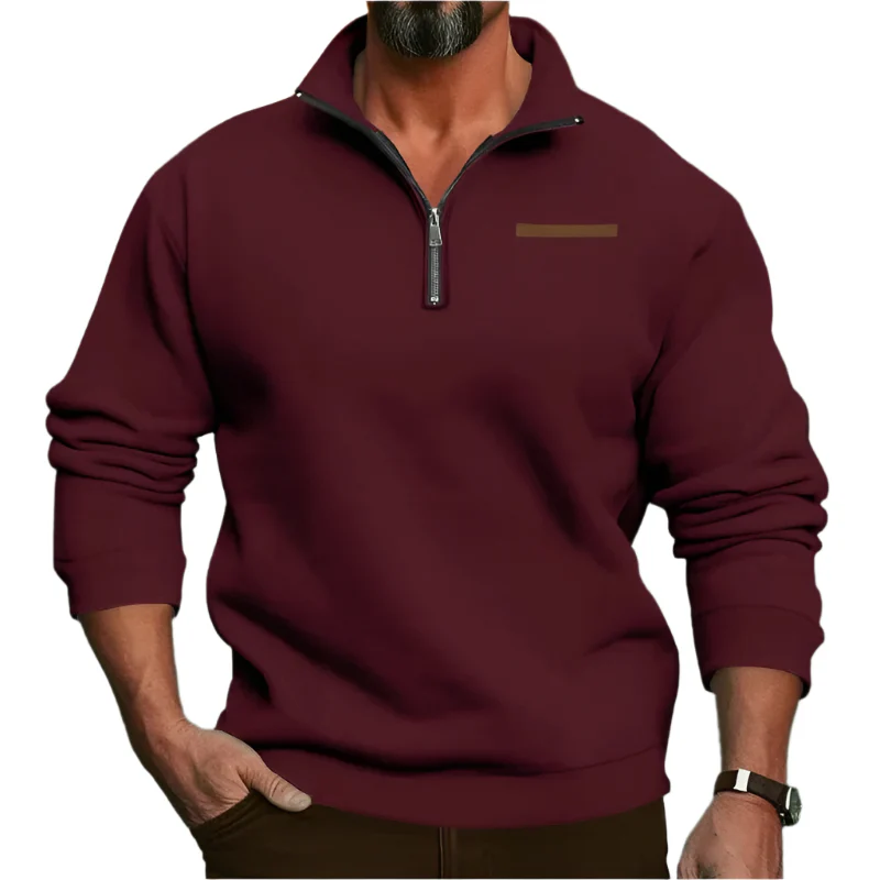 Miesten Velvet Half Zip Pulloveri - Image 7