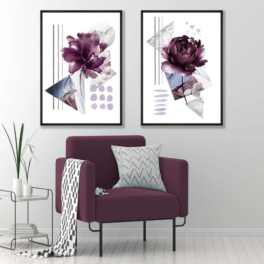Modernit Taidevedokset Violetissa Kehyksessä - Image 2