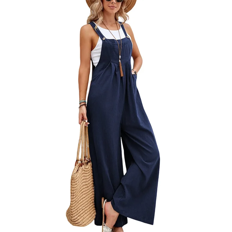 Naiset Jumpsuit Ilmava Kesätyyli Puuvilla Polyesteri - Image 3