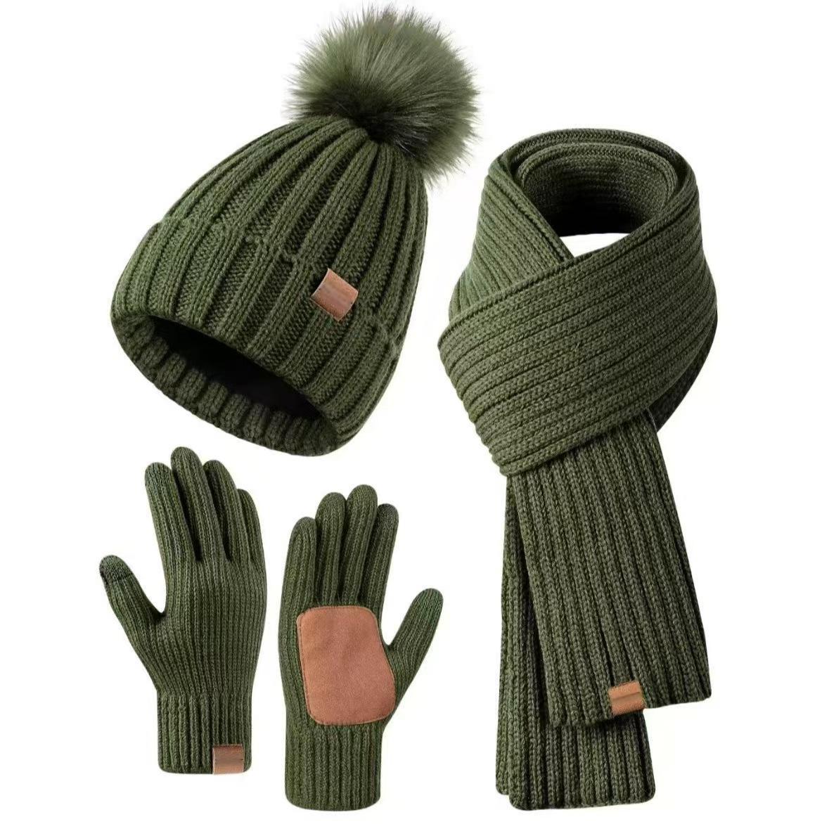 Naisten 3-in-1 Talvisetti Pipo, Huivi ja Kosketusnäyttökäsineet - Image 5