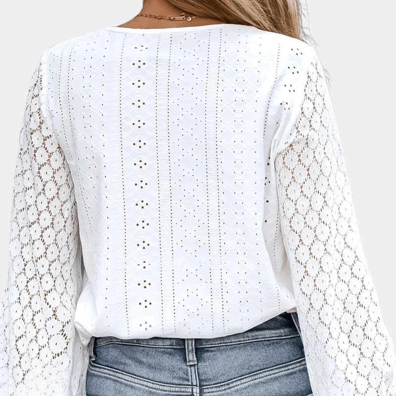 Naisten Blouse V-dekoltee Korkealaatuinen pitsi - Image 5
