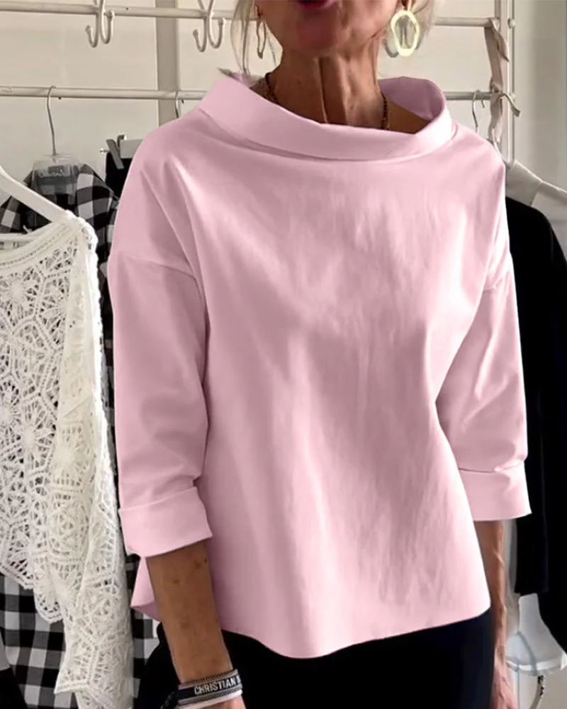 Naisten Blusa Korkea Kaulus Monikäyttöinen Kangas - Image 4