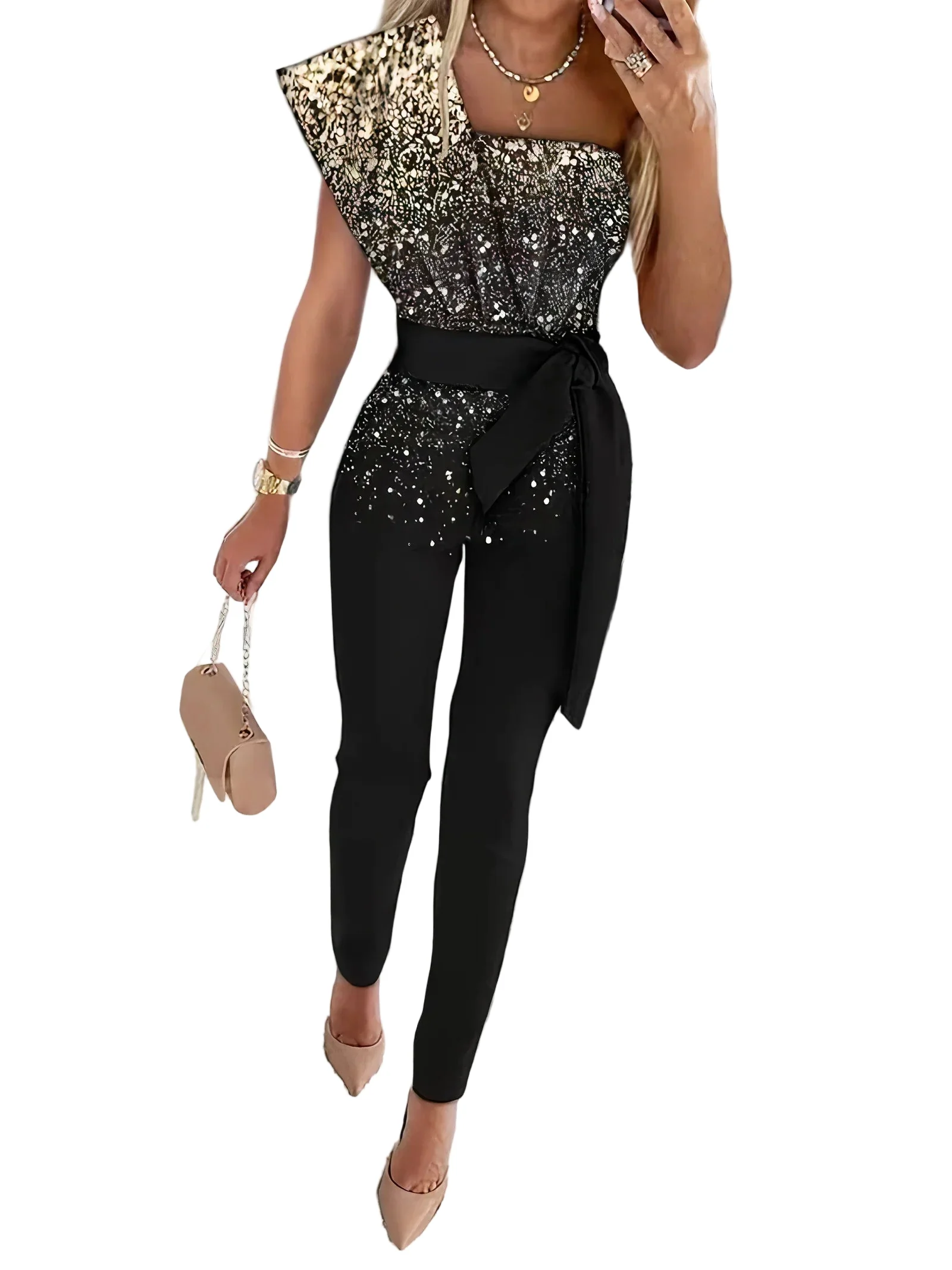Naisten Bodycon Haalari Glitter-tyylillä