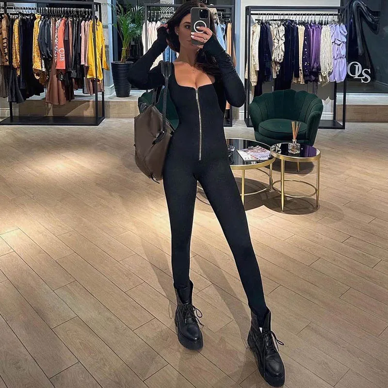 Naisten Bodycon Hyppypuku Neliömäisellä Pääntiellä Polyesteri-Spandex - Image 5
