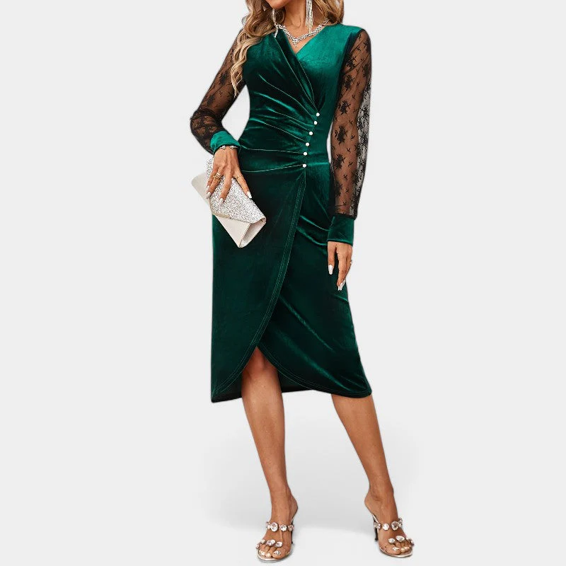 Naisten Bodycon-mekko Kontrastivärisellä pitsillä - Image 4