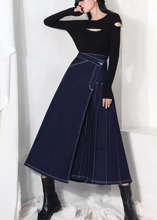 Naisten Boho-tyylinen Epäsymmetrinen Denim Hame - Image 3