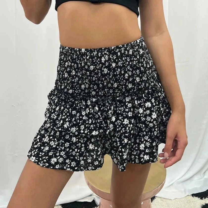 Naisten Casual Print Ruffle hameen - Image 4