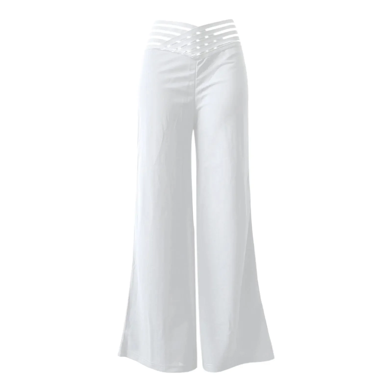 Naisten Crisscross Sheer Mesh Patch Flared Housut - Image 2