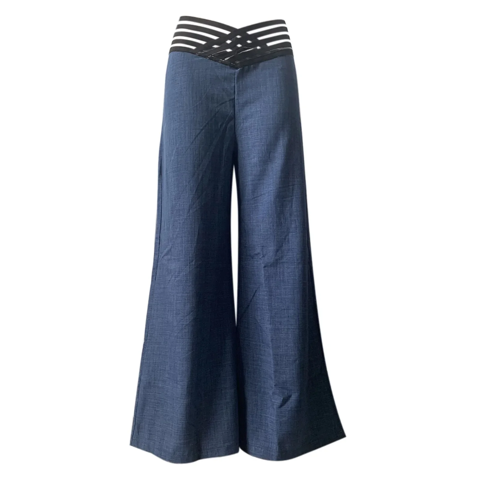 Naisten Crisscross Sheer Mesh Patch Flared Housut - Image 3