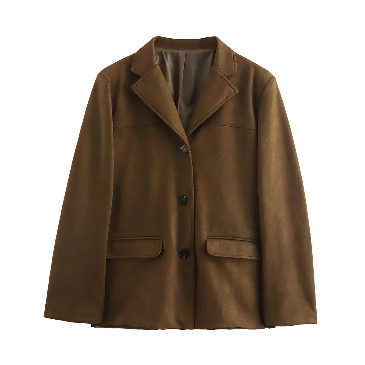 Naisten Cropped Blazer Takki Pitkät Hihat Ruskea
