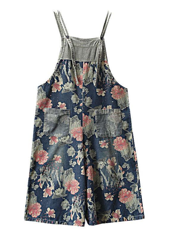 Naisten Denim Romper Ranskalaisella Printillä