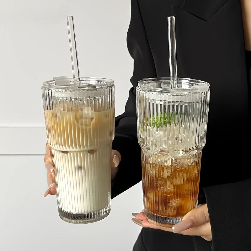 Naisten Eristetty Lasikahvimuki Kansi ja Olki 600 ml - Image 2