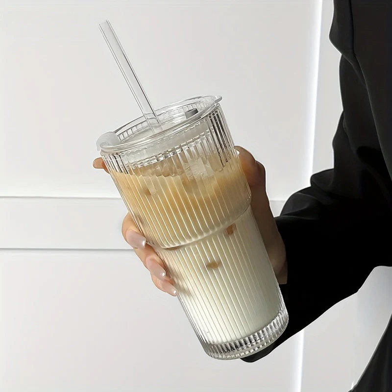 Naisten Eristetty Lasikahvimuki Kansi ja Olki 600 ml - Image 4
